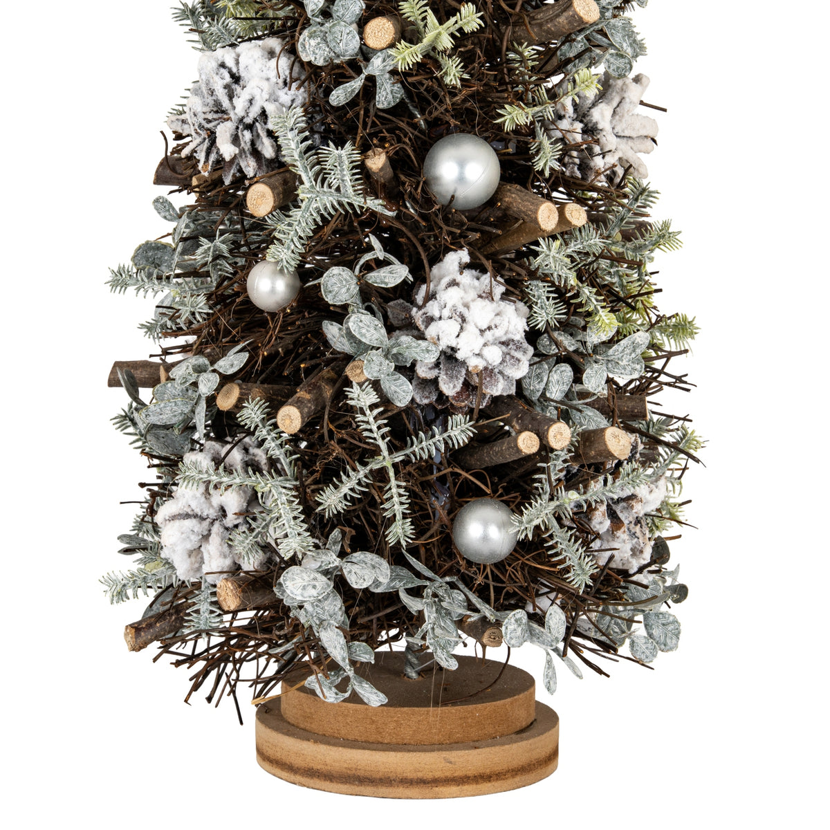 Large Frosted Forest Tree With Pinecones And Pearls - BROWN