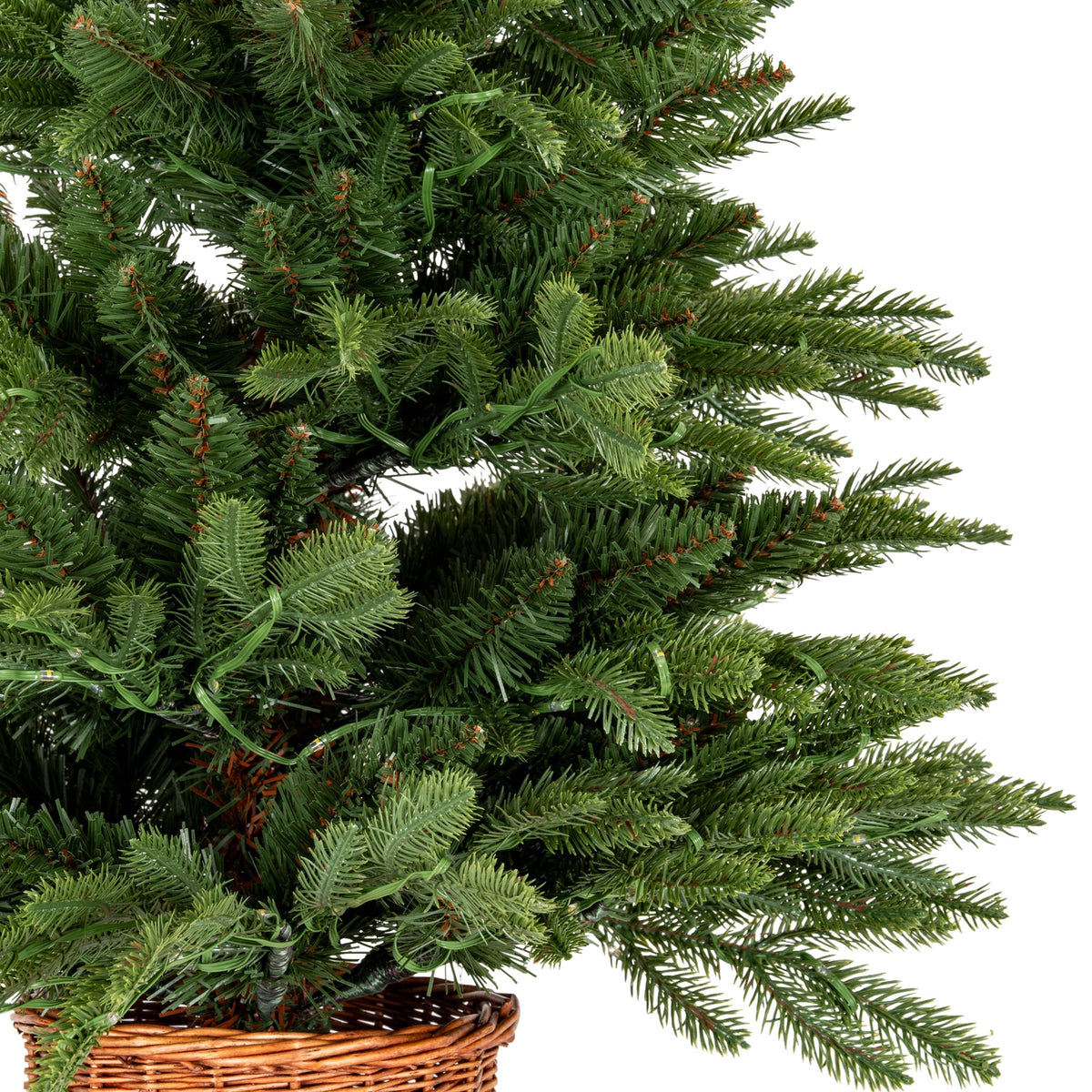 Norway Fir Pre-Lit LLED 300L Fir Tree In Rattan Pot - GREEN