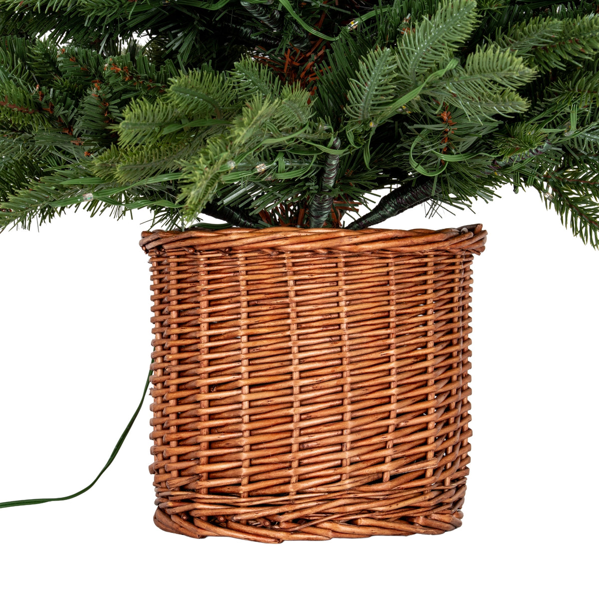 Norway Fir Pre-Lit LLED 300L Fir Tree In Rattan Pot - GREEN