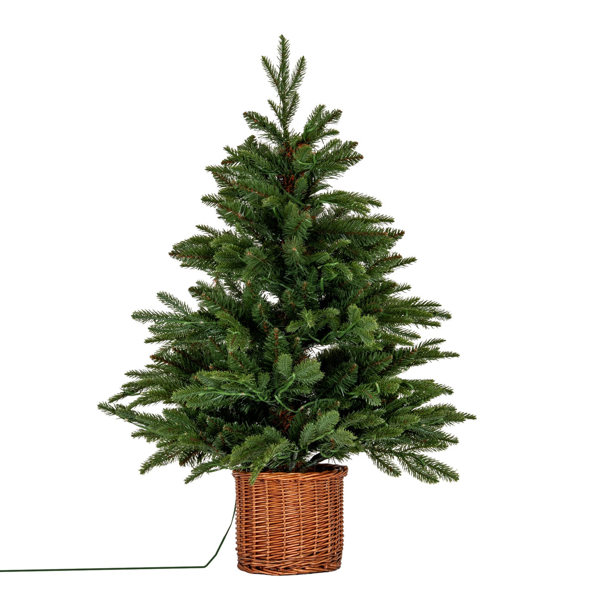 Norway Fir Pre-Lit LLED 300L Fir Tree In Rattan Pot - GREEN