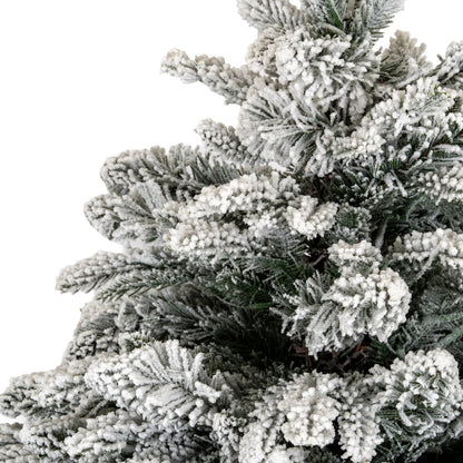 Snowy Norway Fir Pre-Lit Led 300L Fir Tree In Rattan Pot - WHITE