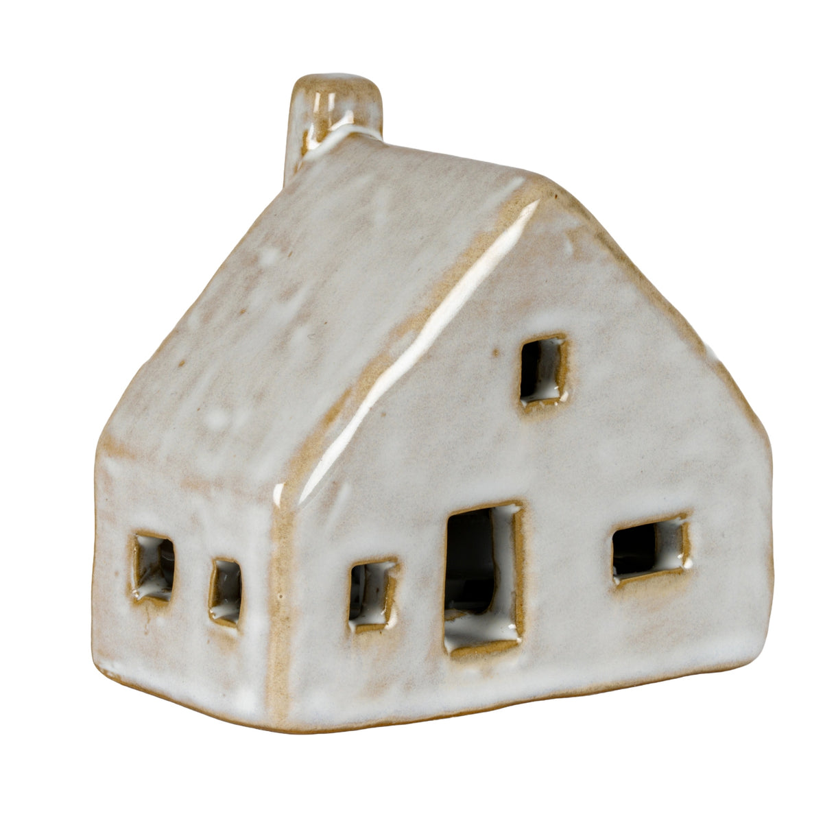 Nook Ceramic Cottage With LED Light - WHITE