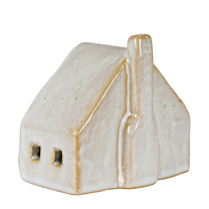 Nook Ceramic Cottage With LED Light - WHITE