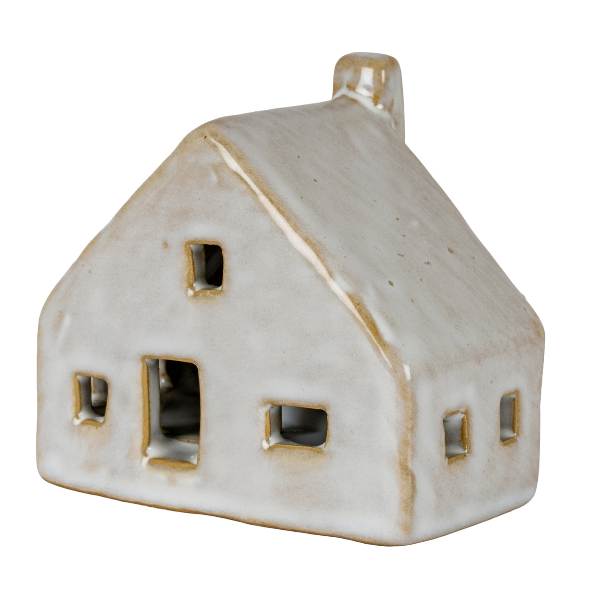 Nook Ceramic Cottage With LED Light - WHITE
