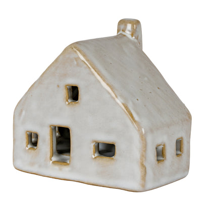 Nook Ceramic Cottage With LED Light - WHITE