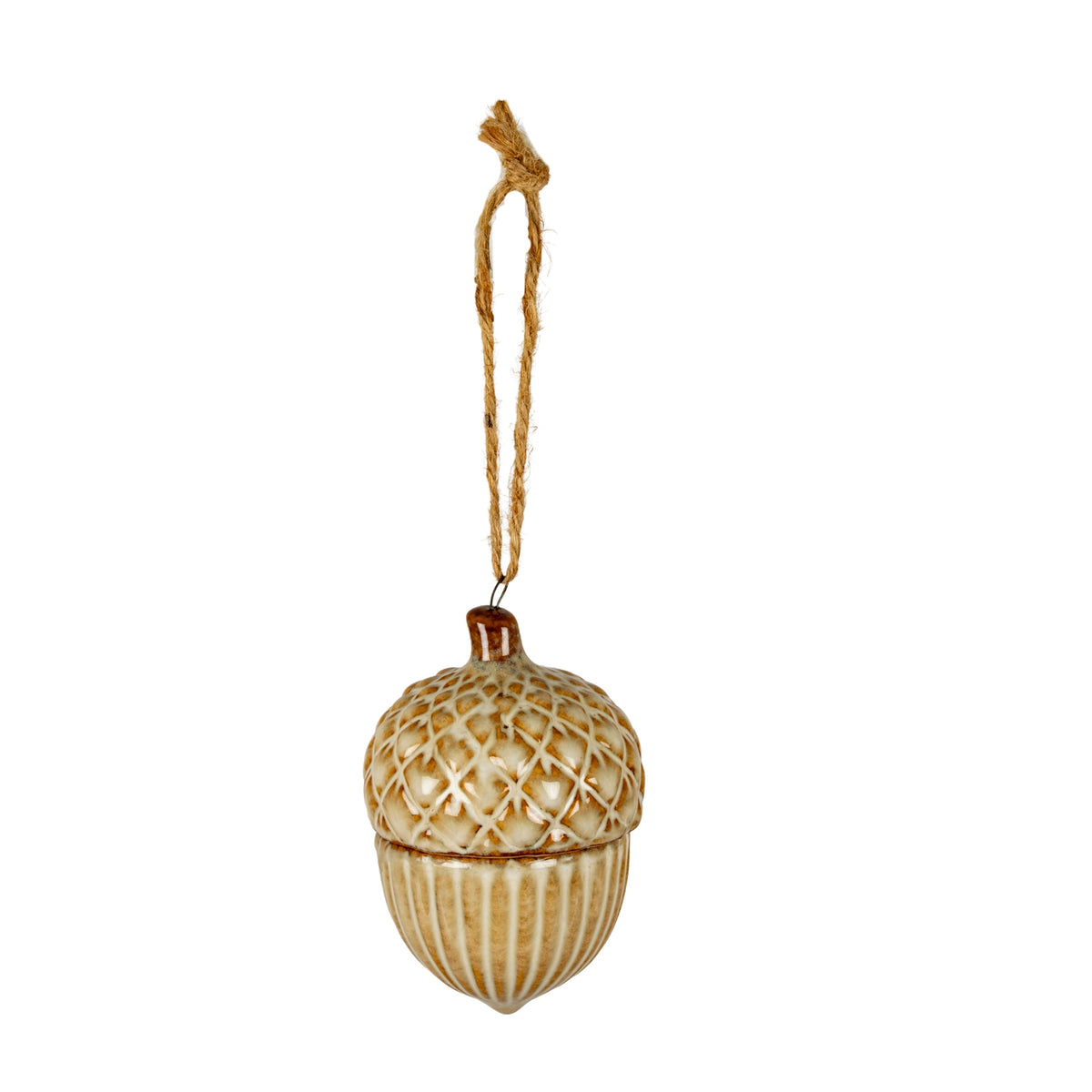 Hush Pinecone Ceramic Tree Ornament - WHITE