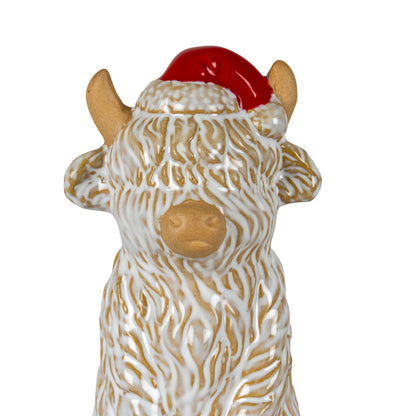 Merry Moo Ceramic Cow Ornament - WHITE