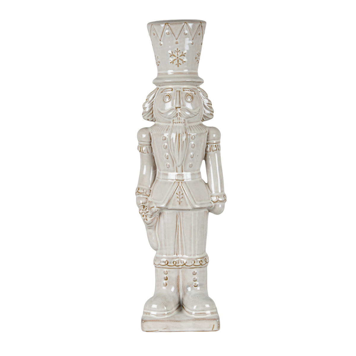 Alora Ceramic Nutcracker With Stocking - WHITE