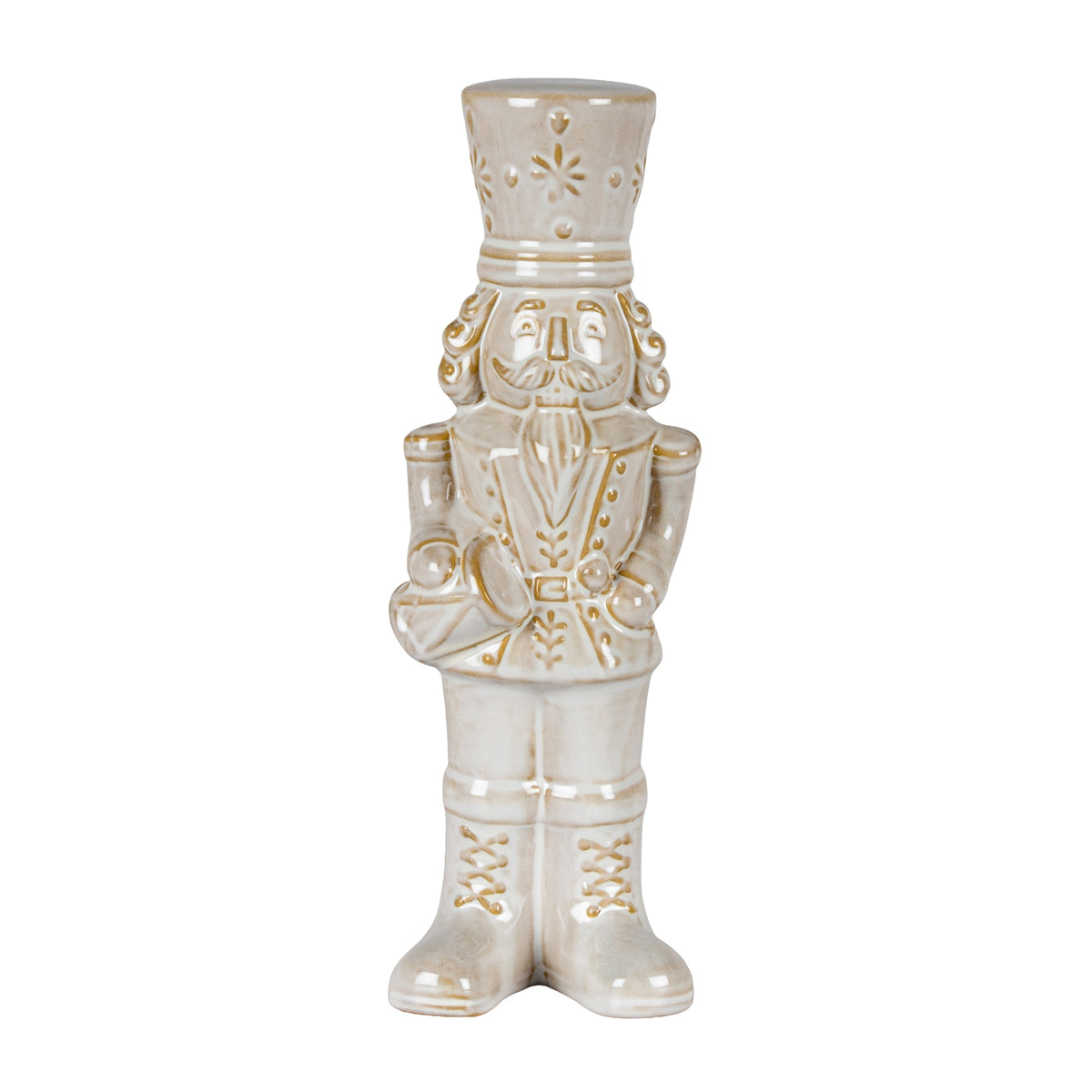 Alora Ceramic Nutcracker With Drum - WHITE