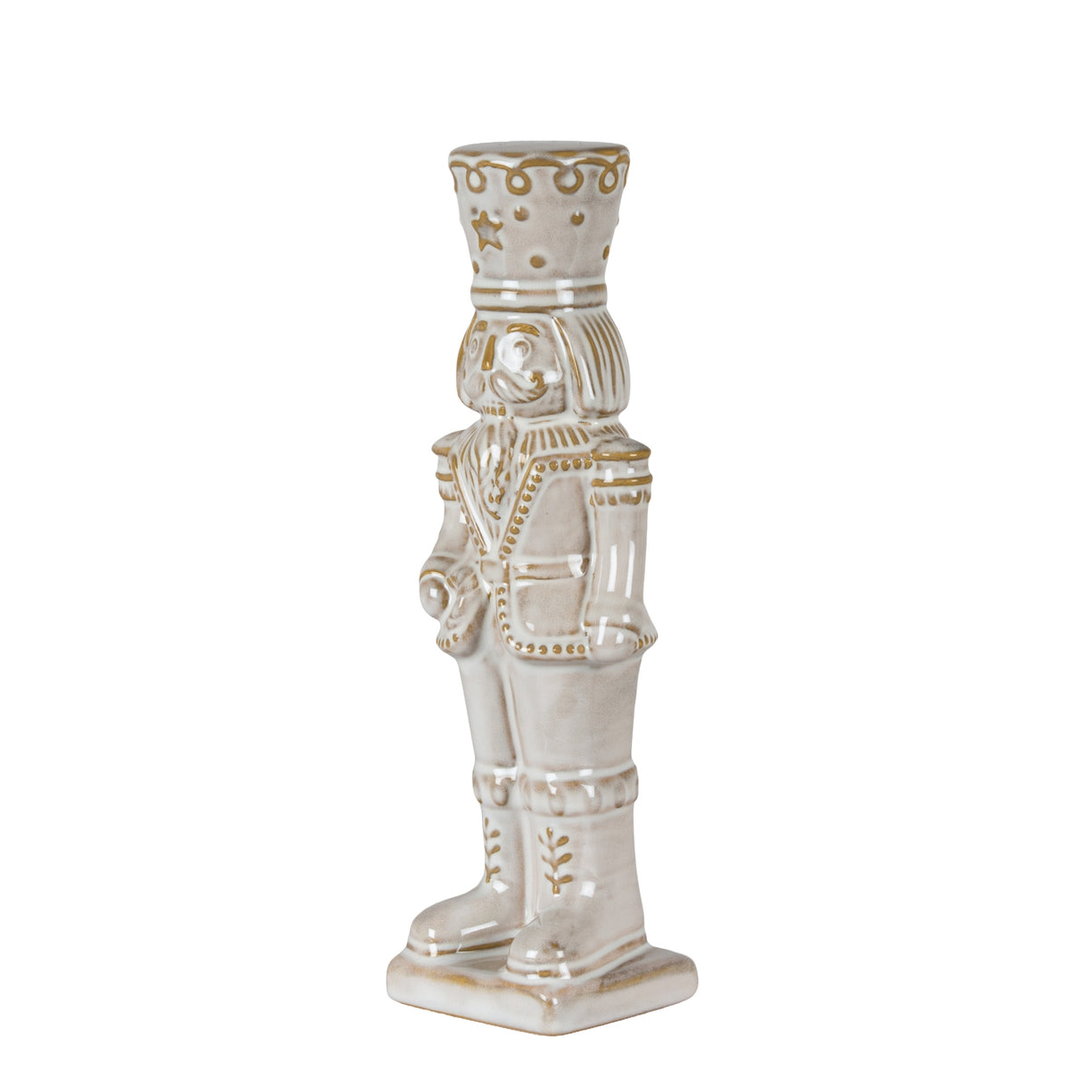 Alora Ceramic Nutcracker With Candy Cane - WHITE