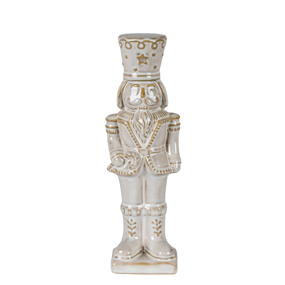 Alora Ceramic Nutcracker With Candy Cane - WHITE