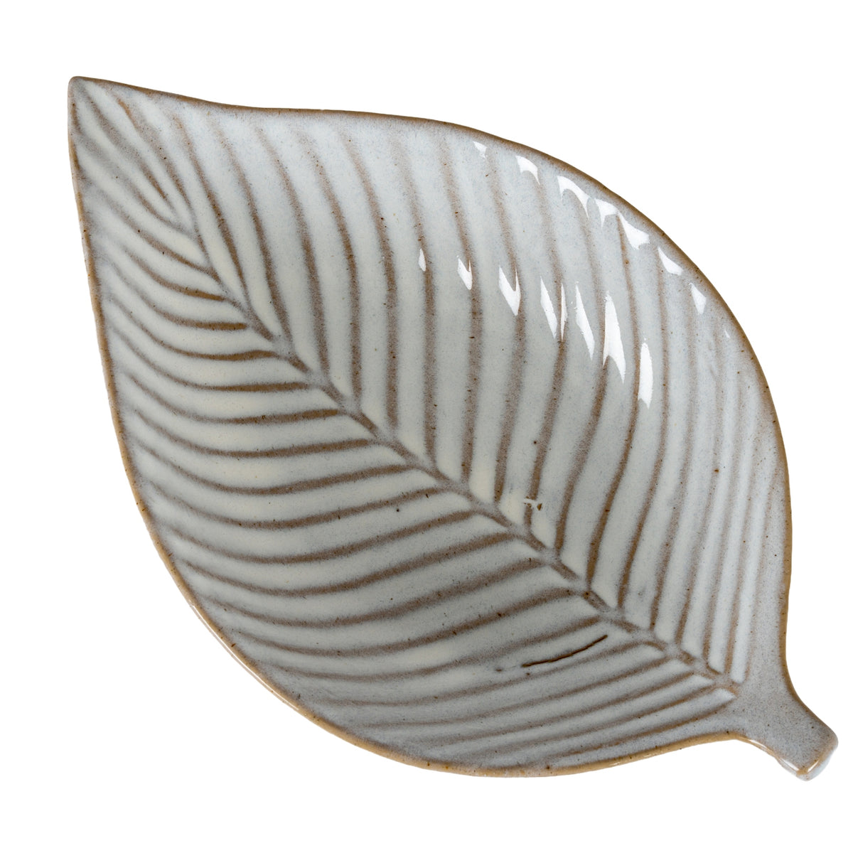 Alora Ceramic Elm Leaf Large Dish - WHITE