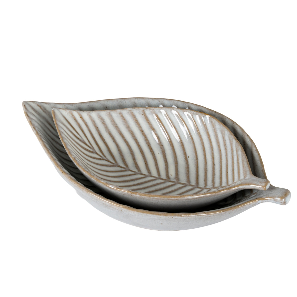 Alora Ceramic Elm Leaf Large Dish - WHITE