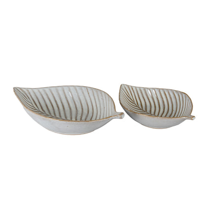Alora Ceramic Elm Leaf Large Dish - WHITE