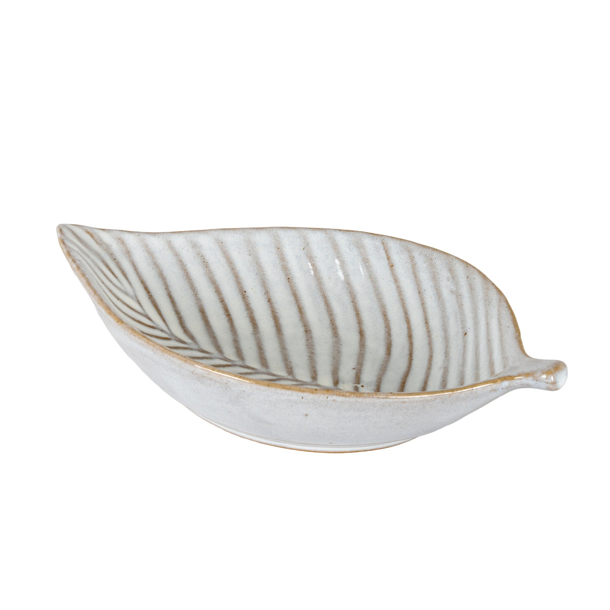 Alora Ceramic Elm Leaf Large Dish - WHITE