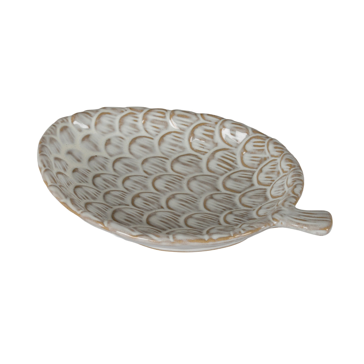 Alora Ceramic Pinecone Medium Dish - WHITE