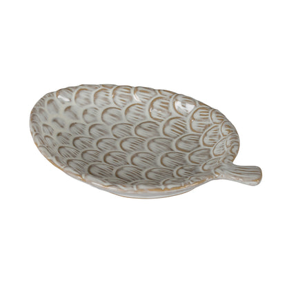 Alora Ceramic Pinecone Medium Dish - WHITE