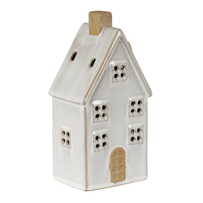 Alora Ceramic Large Townhouse With LED Light - WHITE