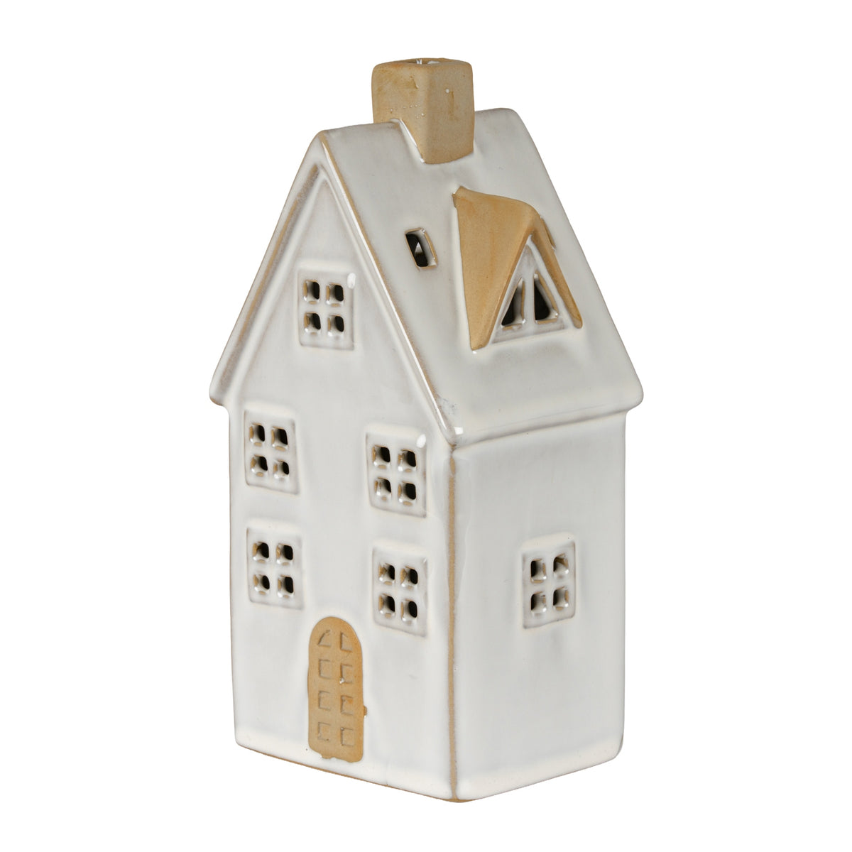 Alora Ceramic Large Townhouse With LED Light - WHITE