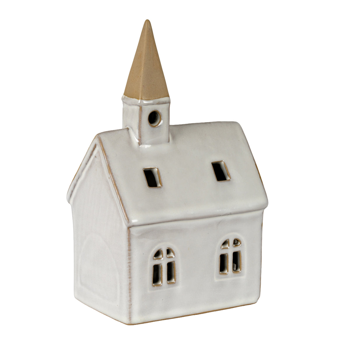 Alora Ceramic Church With LED Light - WHITE