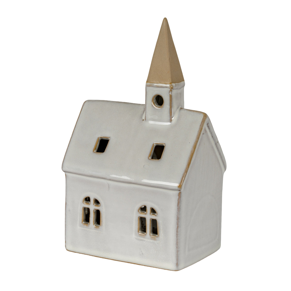Alora Ceramic Church With LED Light - WHITE