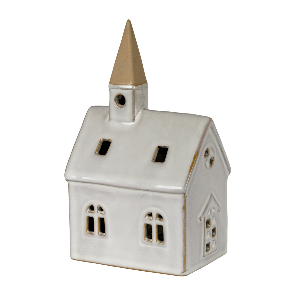 Alora Ceramic Church With LED Light - WHITE