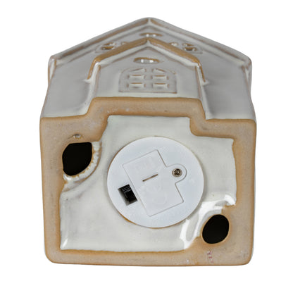 Alora Ceramic Medium Townhouse With LED Light - WHITE