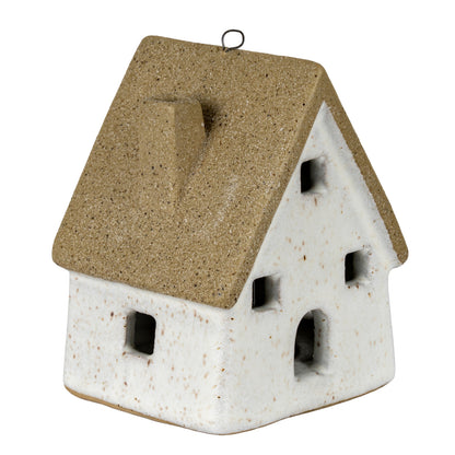 Alora Ceramic Large Town Cottage With LED Lights - WHITE