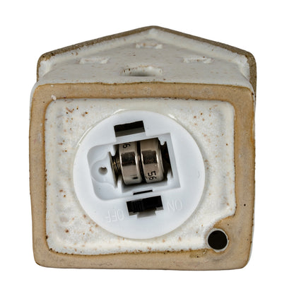 Alora Ceramic Large Town Cottage With LED Lights - WHITE