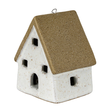 Alora Ceramic Large Town Cottage With LED Lights - WHITE