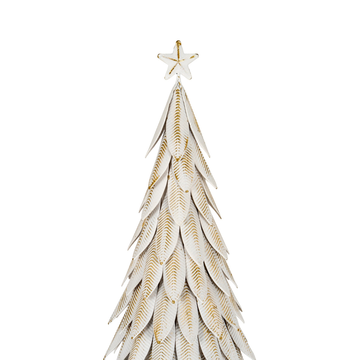 Large White Metal Christmas Tree on Wooden Stand - BROWN