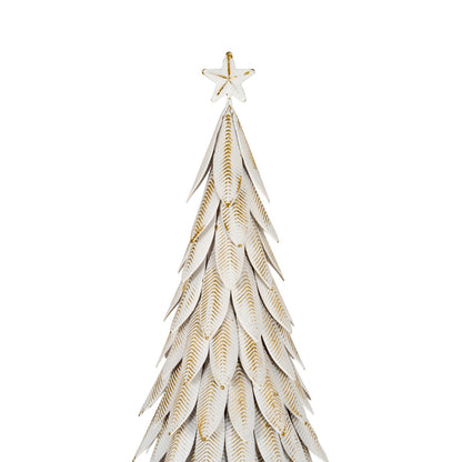 Large White Metal Christmas Tree on Wooden Stand - BROWN