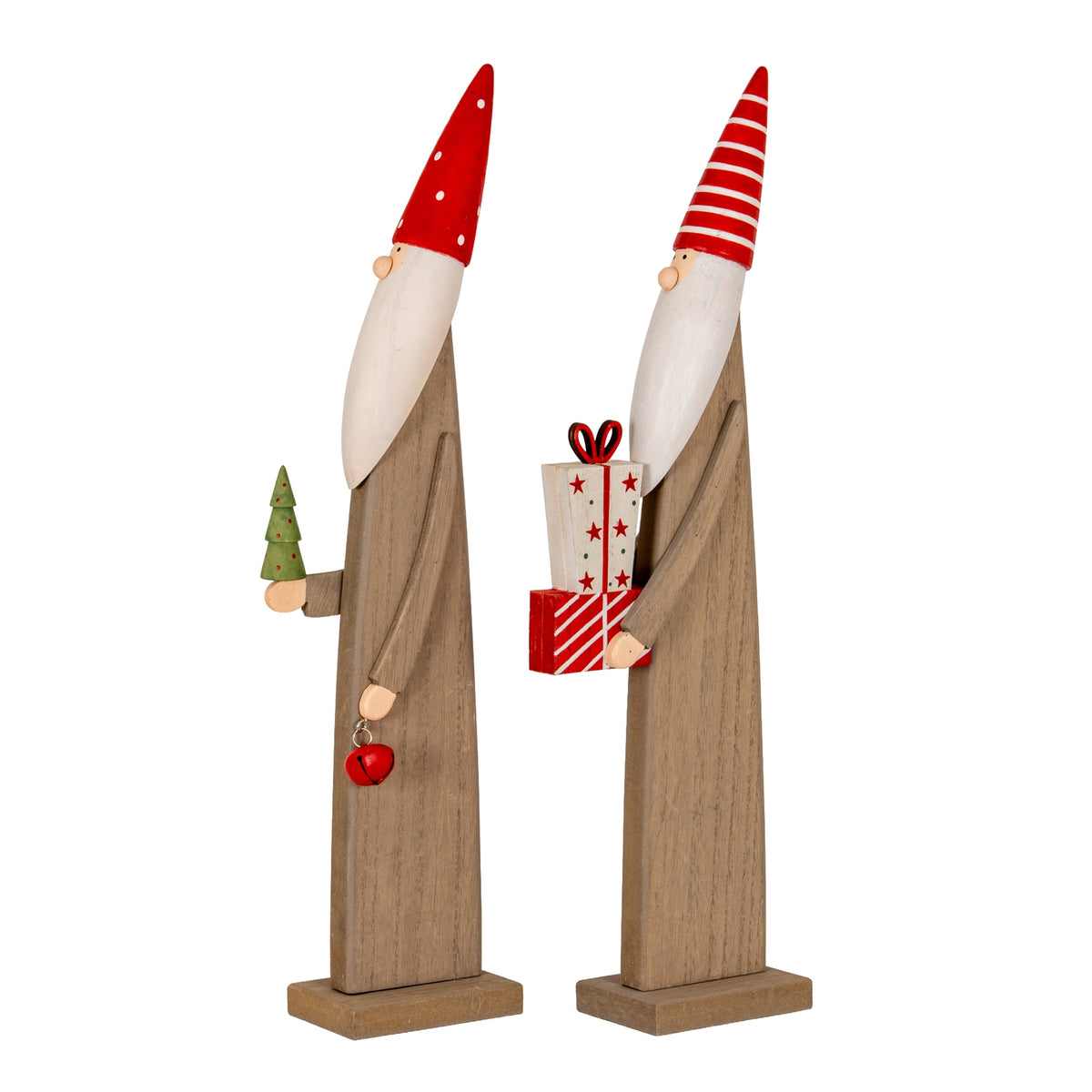 Wooden Festive Elf with Presents - BROWN