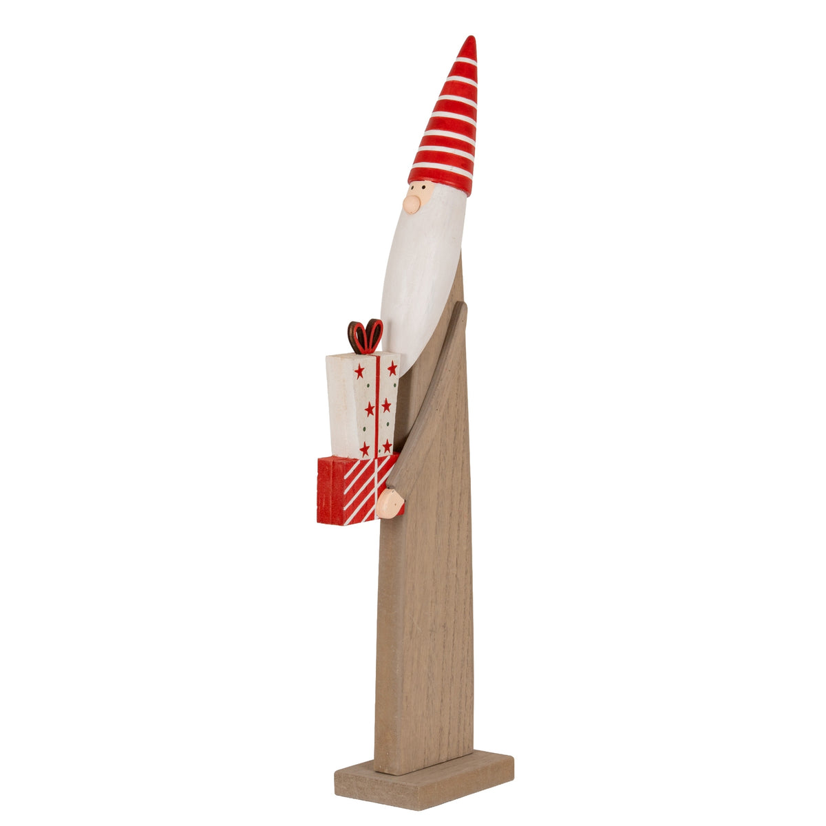 Wooden Festive Elf with Presents - BROWN