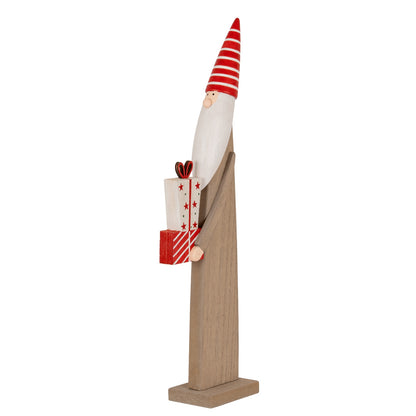 Wooden Festive Elf with Presents - BROWN