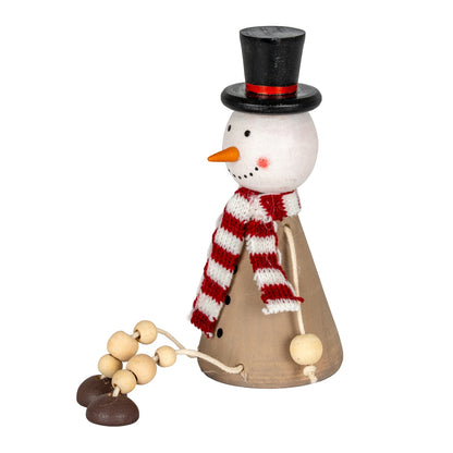 Wooden Jolly Sitting Snowman Decoration - BROWN