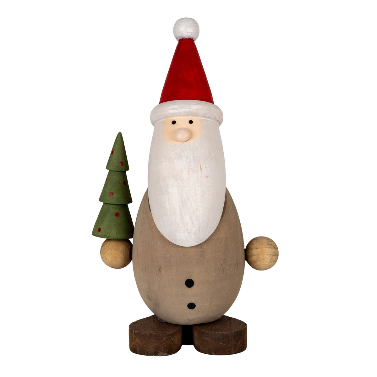 Wooden Santa with Tree - BROWN