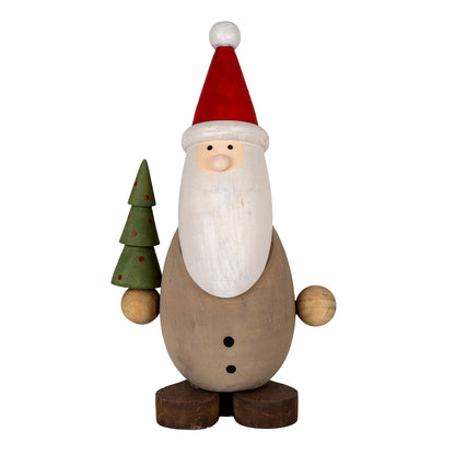 Wooden Santa with Tree - BROWN