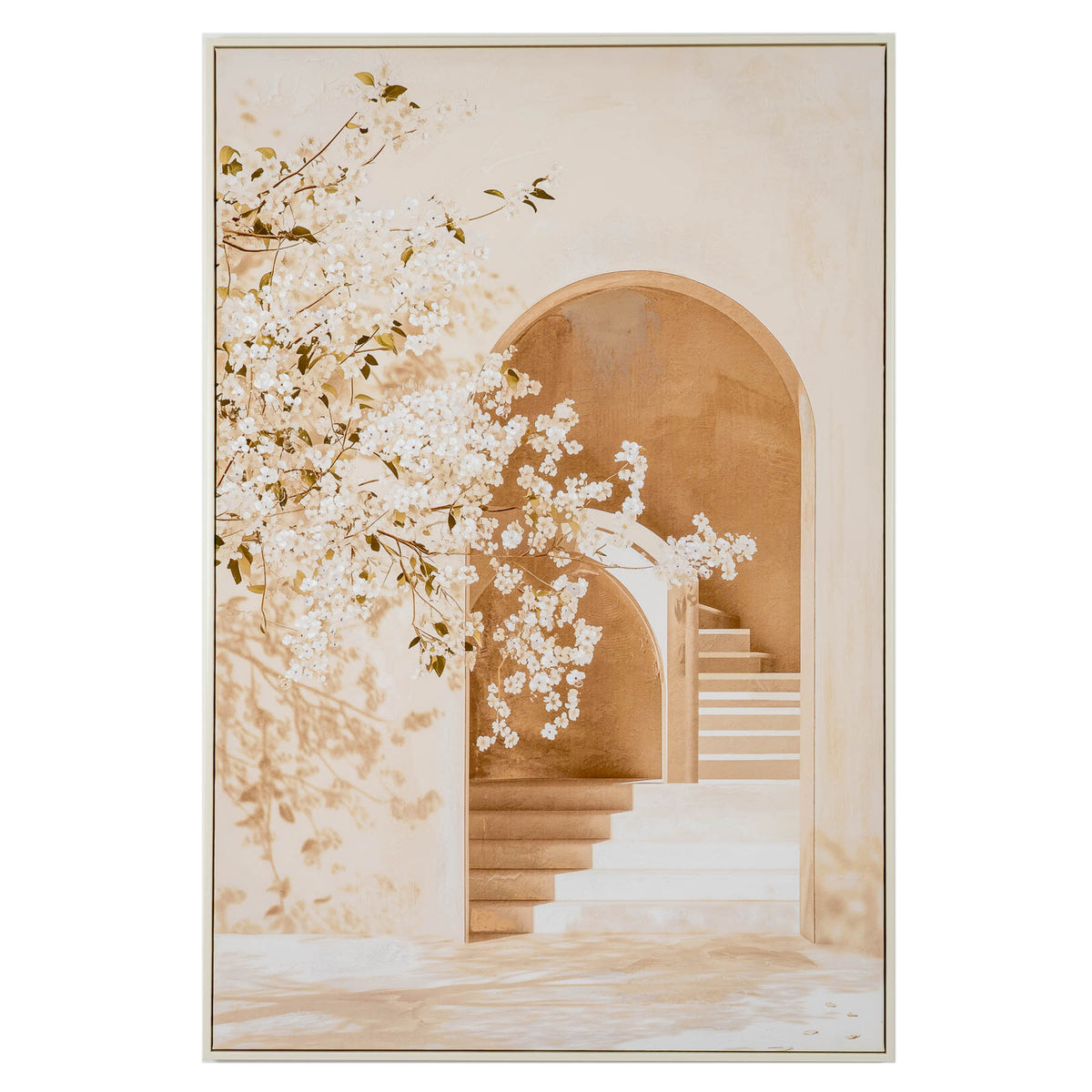 Naxos Handpainted Canvas in Frame - BEIGE
