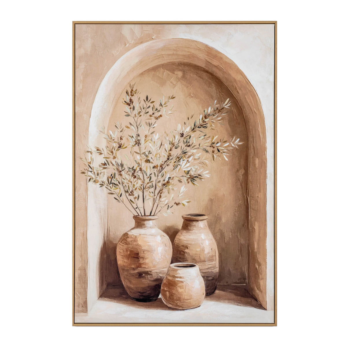 Siena Handpainted Canvas in Frame - BEIGE