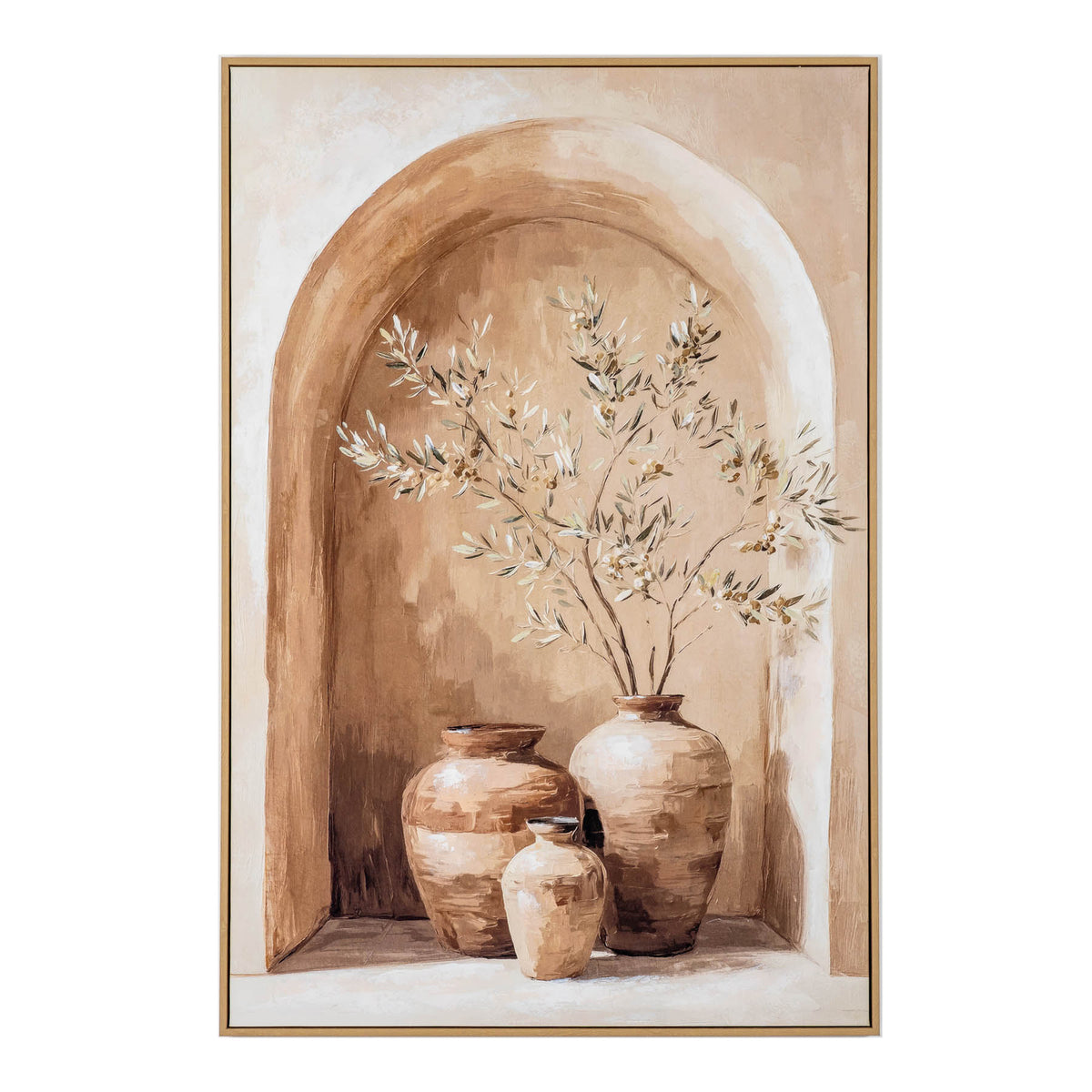 Assisi Handpainted Canvas in Frame - BEIGE