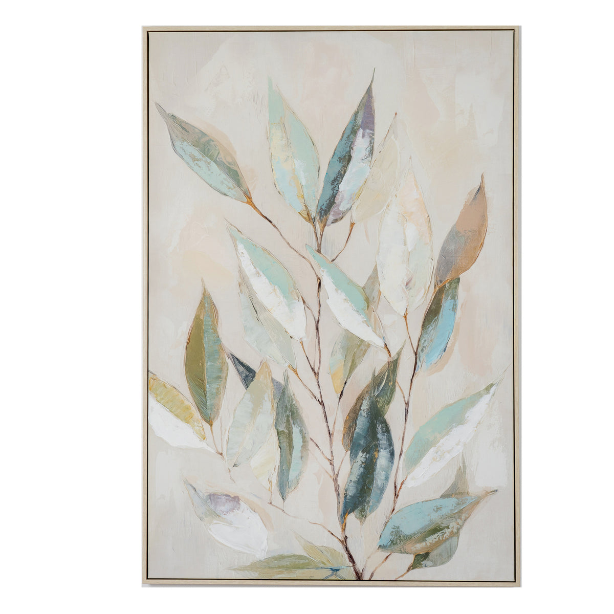 Willow Light Handpainted Canvas in Frame - WHITE