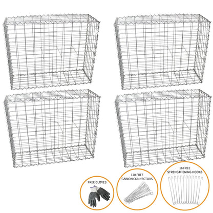 Gabion Baskets 100 x 80 x 30cm / 4 Pack