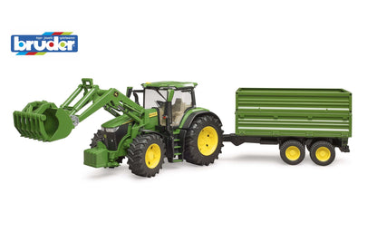 John Deere 7R 350 frontloader and tandemaxle tipping trailer