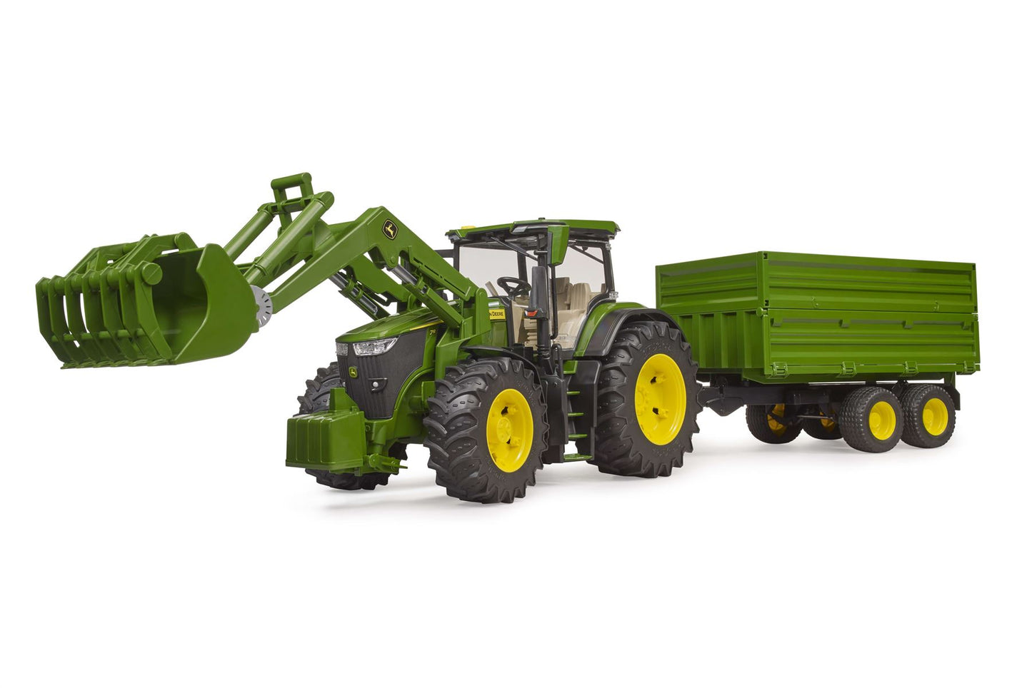 John Deere 7R 350 frontloader and tandemaxle tipping trailer