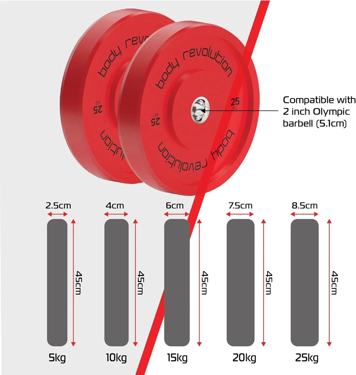 Body Revolution 2 x 20Kg Blue Olympic Bumper Plates