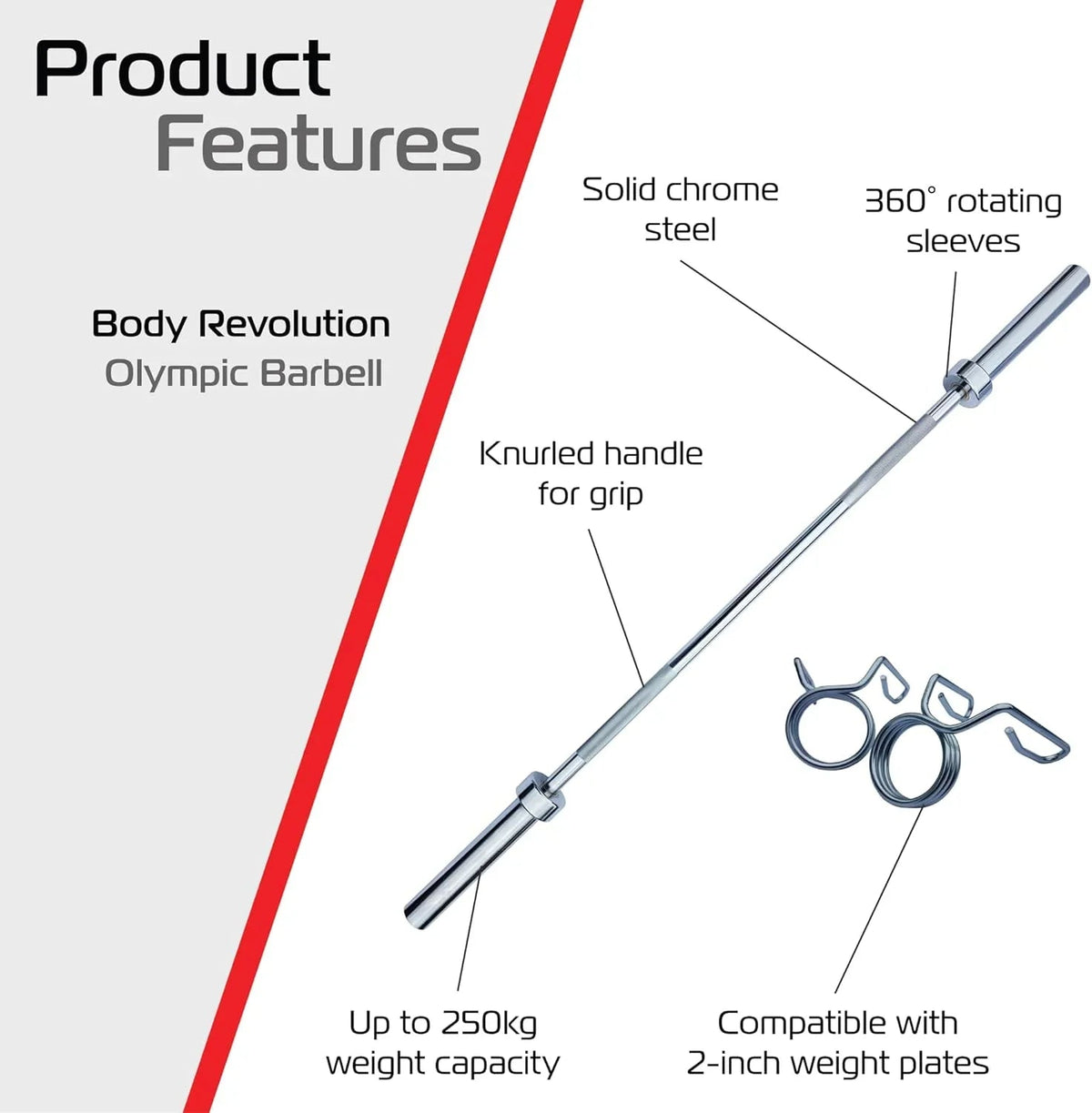 6ft Body Revolution Olympic Barbell Bar