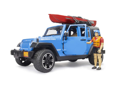 Jeep Wrangler Rubicon Unlimited with kayak and kayaker