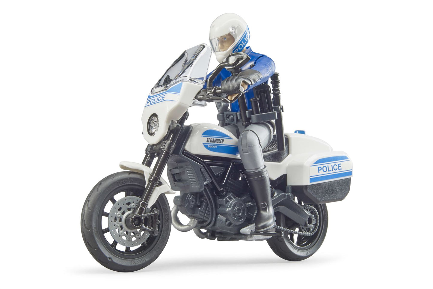 bworld Scrambler Ducati police motorbike and policeman