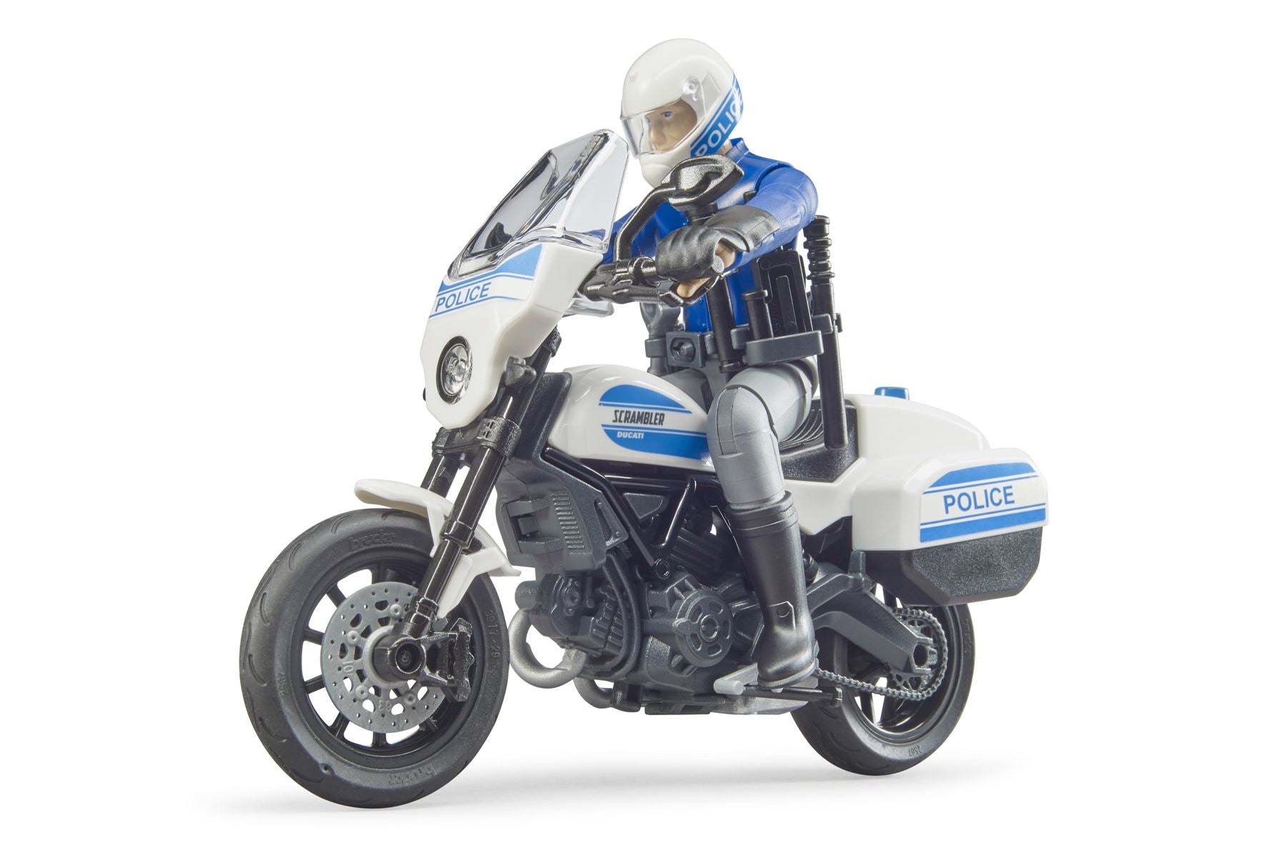 bworld Scrambler Ducati police motorbike and policeman
